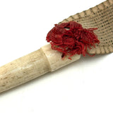 Charming Antique Hoof Shaped Bone Knitting Needle Guards on Ribbon, aka "Trotters"