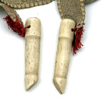 Charming Antique Hoof Shaped Bone Knitting Needle Guards on Ribbon, aka "Trotters"