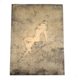 Charmingly Naive Pin Up Style Pastel Nude on Black Ground