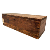 Highly Empathetic Old Homemade Wooden Box with Curious Joints and Many Drill Holes