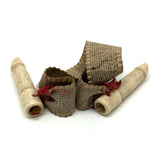 Charming Antique Hoof Shaped Bone Knitting Needle Guards on Ribbon, aka "Trotters"