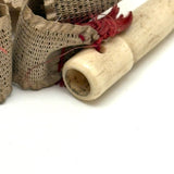 Charming Antique Hoof Shaped Bone Knitting Needle Guards on Ribbon, aka "Trotters"