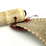 Charming Antique Hoof Shaped Bone Knitting Needle Guards on Ribbon, aka "Trotters"
