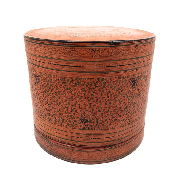 Another Beautiful Antique Burmese Lacquer Betel Box with Two Interior Trays