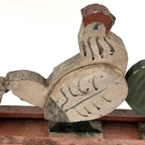 Rooster, Hen, Chick: Sweet Old Wooden Folk Art Bobbing Head Birds with Rail Base