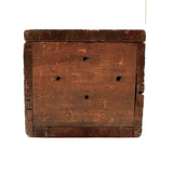 Highly Empathetic Old Homemade Wooden Box with Curious Joints and Many Drill Holes