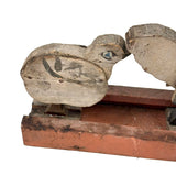 Rooster, Hen, Chick: Sweet Old Wooden Folk Art Bobbing Head Birds with Rail Base