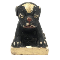 Dinged But Excellent Old Painted Chalkware Spotted Bulldog