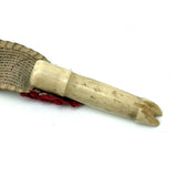 Charming Antique Hoof Shaped Bone Knitting Needle Guards on Ribbon, aka "Trotters"