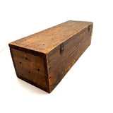Highly Empathetic Old Homemade Wooden Box with Curious Joints and Many Drill Holes