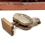 Rooster, Hen, Chick: Sweet Old Wooden Folk Art Bobbing Head Birds with Rail Base