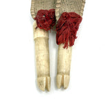 Charming Antique Hoof Shaped Bone Knitting Needle Guards on Ribbon, aka "Trotters"