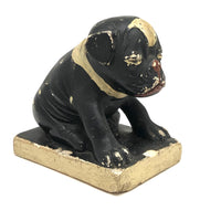 Dinged But Excellent Old Painted Chalkware Spotted Bulldog