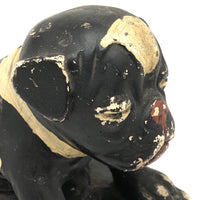 Dinged But Excellent Old Painted Chalkware Spotted Bulldog