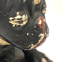 Dinged But Excellent Old Painted Chalkware Spotted Bulldog