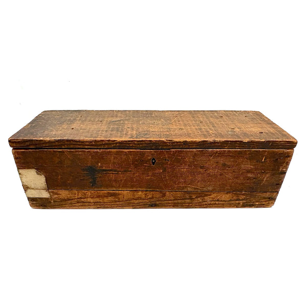 Highly Empathetic Old Homemade Wooden Box with Curious Joints and Many Drill Holes