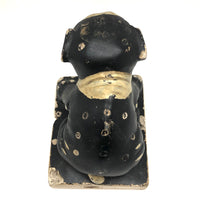 Dinged But Excellent Old Painted Chalkware Spotted Bulldog