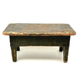 Petite and Very Sweet Primitive 19th Century Cricket Stool in Old Green Paint