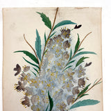 Silvery Gold Blossoms, Moody 19th Century Theorem Watercolor