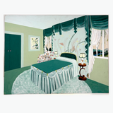 The Green Bedroom: Gouache on Board Vintage Art/Design School Interior Study