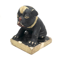 Dinged But Excellent Old Painted Chalkware Spotted Bulldog