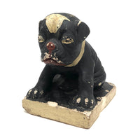Dinged But Excellent Old Painted Chalkware Spotted Bulldog