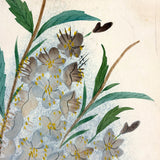 Silvery Gold Blossoms, Moody 19th Century Theorem Watercolor