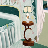 The Green Bedroom: Gouache on Board Vintage Art/Design School Interior Study