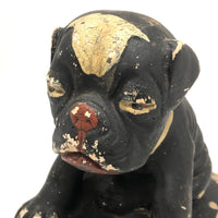 Dinged But Excellent Old Painted Chalkware Spotted Bulldog