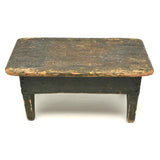 Petite and Very Sweet Primitive 19th Century Cricket Stool in Old Green Paint