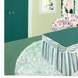 The Green Bedroom: Gouache on Board Vintage Art/Design School Interior Study