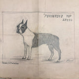Dana Purinton's Top Speed Boston Terrier, with Strutting Dachshund on Reverse, Graphite Drawing