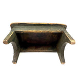 Petite and Very Sweet Primitive 19th Century Cricket Stool in Old Green Paint