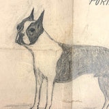 Dana Purinton's Top Speed Boston Terrier, with Strutting Dachshund on Reverse, Graphite Drawing