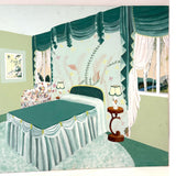 The Green Bedroom: Gouache on Board Vintage Art/Design School Interior Study