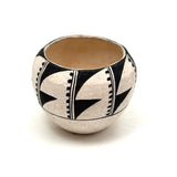 Precise and Perfect Vintage B. Ramirez Black and White Painted Acoma Pueblo Small Bowl