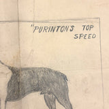 Dana Purinton's Top Speed Boston Terrier, with Strutting Dachshund on Reverse, Graphite Drawing