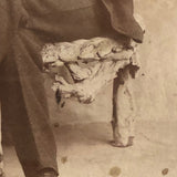 Young Man in Folk Art Chair, Antique Cabinet Card in Period Repousse Easel Frame
