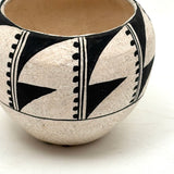 Precise and Perfect Vintage B. Ramirez Black and White Painted Acoma Pueblo Small Bowl