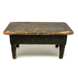 Petite and Very Sweet Primitive 19th Century Cricket Stool in Old Green Paint