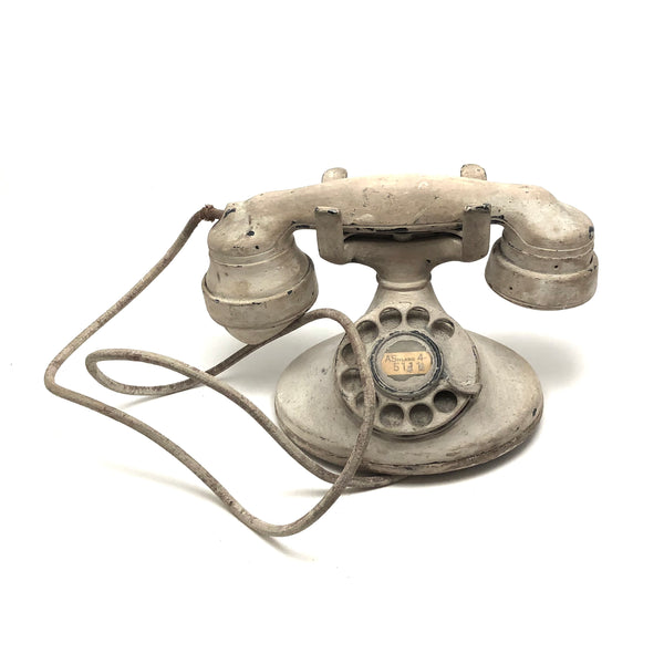 C. 1930s Western Electric Rotary Phone in Old White Paint, Ashland 4-5111