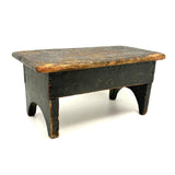 Petite and Very Sweet Primitive 19th Century Cricket Stool in Old Green Paint