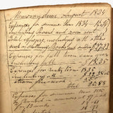 1832-39 Young Man's College Expenses (and $ from Parents) Leather Covered Notebook