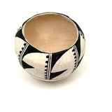 Precise and Perfect Vintage B. Ramirez Black and White Painted Acoma Pueblo Small Bowl