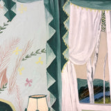 The Green Bedroom: Gouache on Board Vintage Art/Design School Interior Study