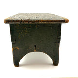 Petite and Very Sweet Primitive 19th Century Cricket Stool in Old Green Paint