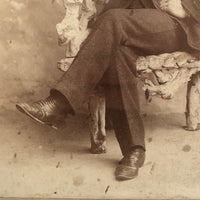 Young Man in Folk Art Chair, Antique Cabinet Card in Period Repousse Easel Frame