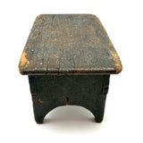 Petite and Very Sweet Primitive 19th Century Cricket Stool in Old Green Paint