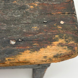 Petite and Very Sweet Primitive 19th Century Cricket Stool in Old Green Paint
