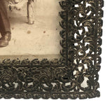 Young Man in Folk Art Chair, Antique Cabinet Card in Period Repousse Easel Frame